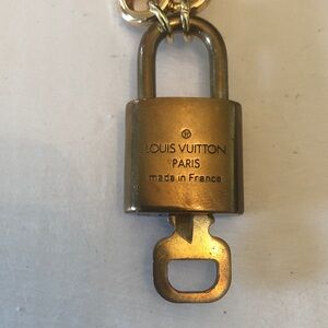 Louis Vuitton Brass Padlock Key Holder With Gold Chain Preowned